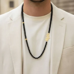 onyx gold name necklace