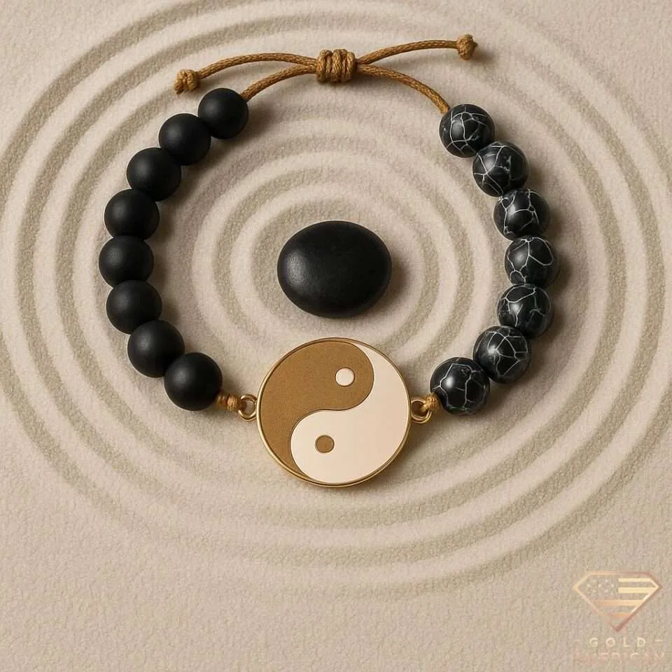 Yin–Yang Balance Gold Bracelet Zen Garden