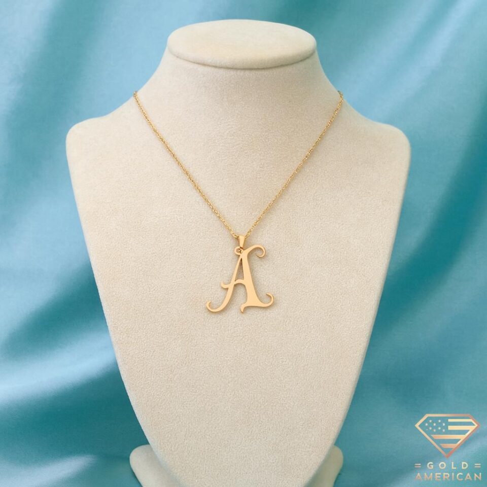 EverAfter Gold Initial Pendant Manekin