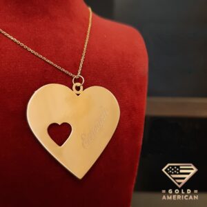 Personalized name heart gold necklace