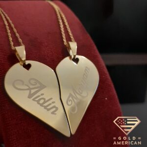 personalized heart gold necklace