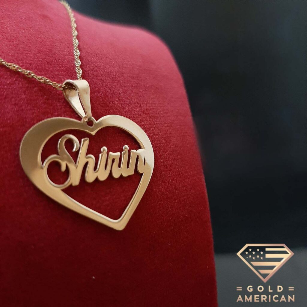 Gold Heart Necklace with Name