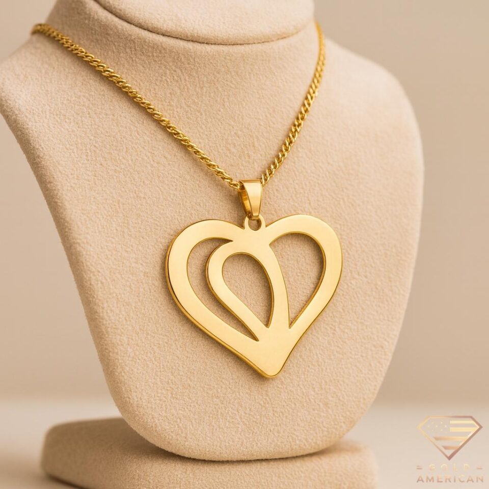 Interlocking Love Heart Gold Pendant 3.4