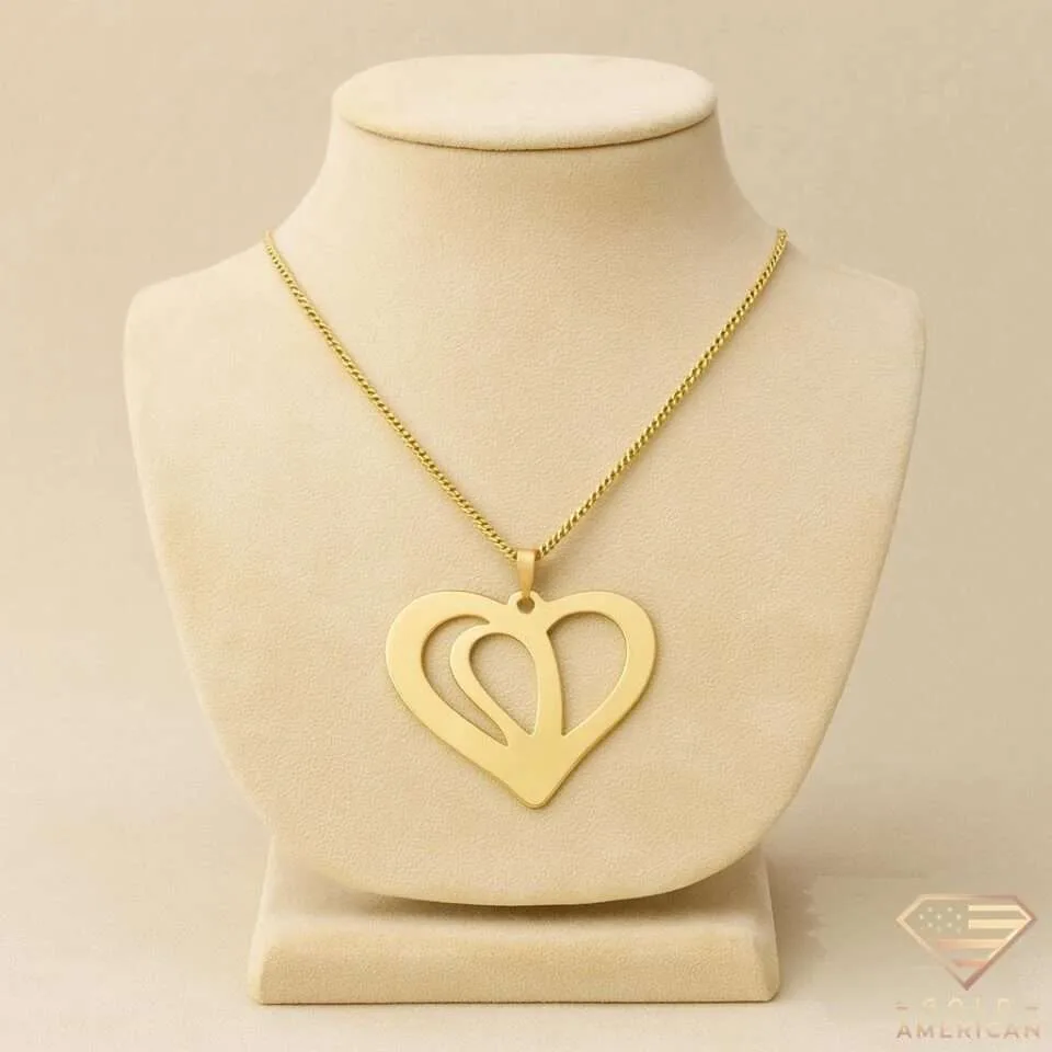 Interlocking Love Heart Gold Pendant