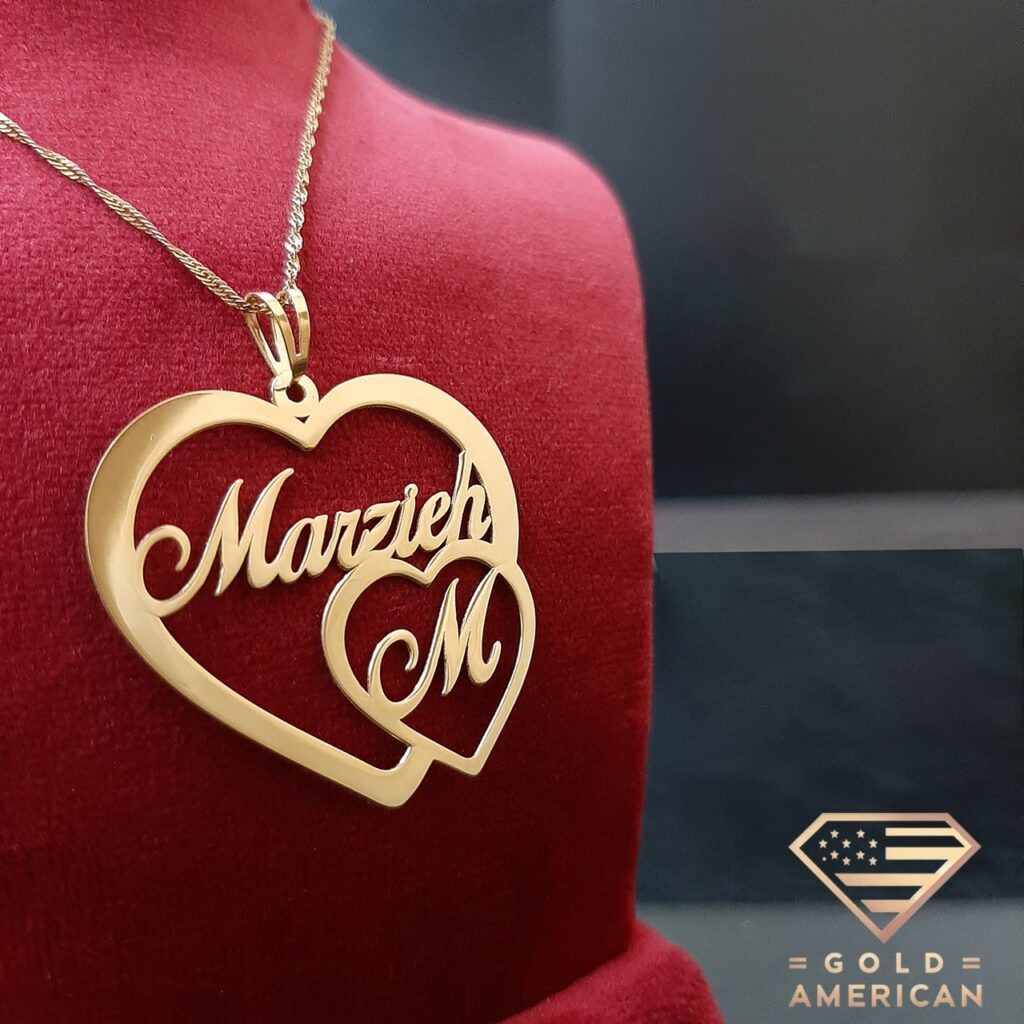 custom name heart gold necklace