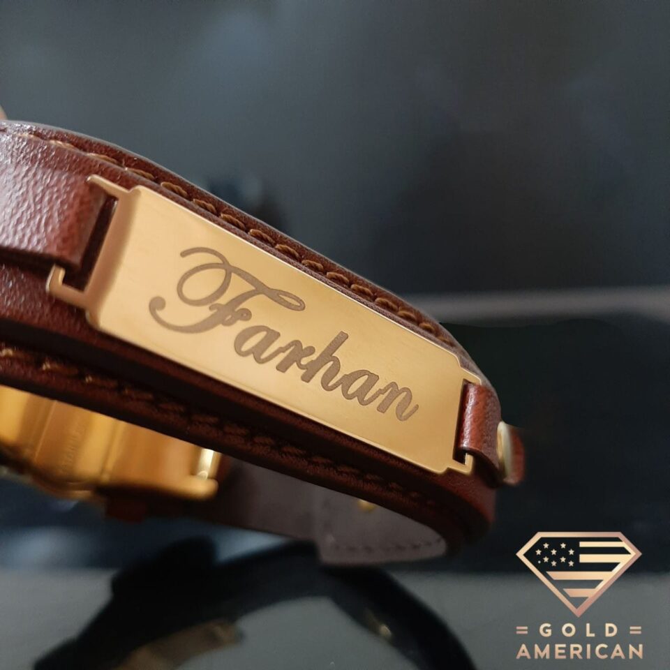 gold plated engraved bracelet