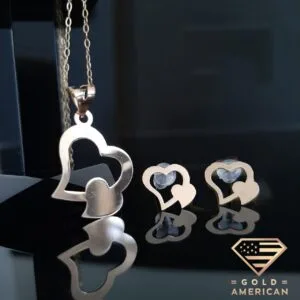 double heart earrings gold