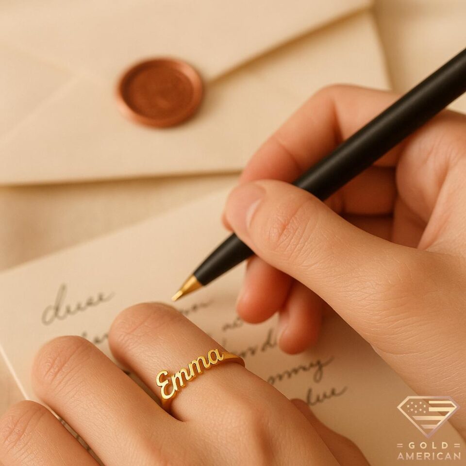 Signature Gold Name Ring Emma