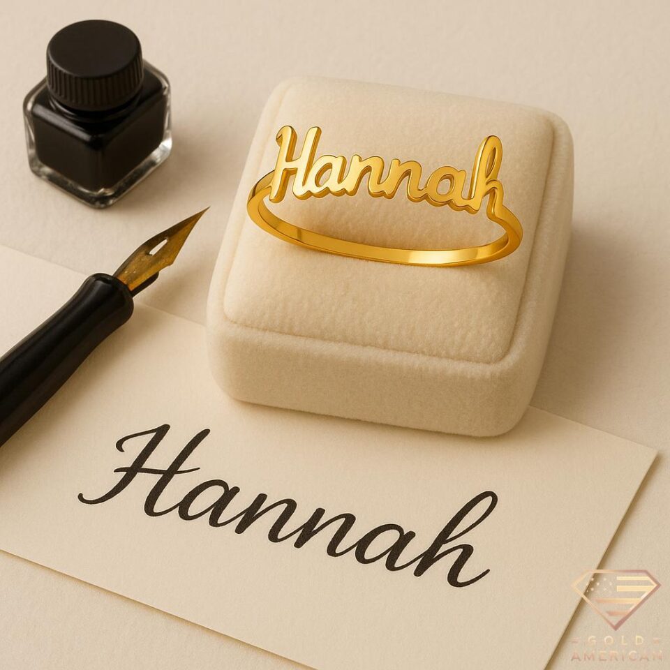 Signature Gold Name Ring Hannah