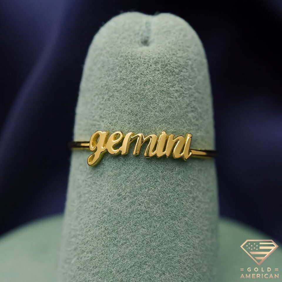 Zodiac Gold Ring gemini manekin