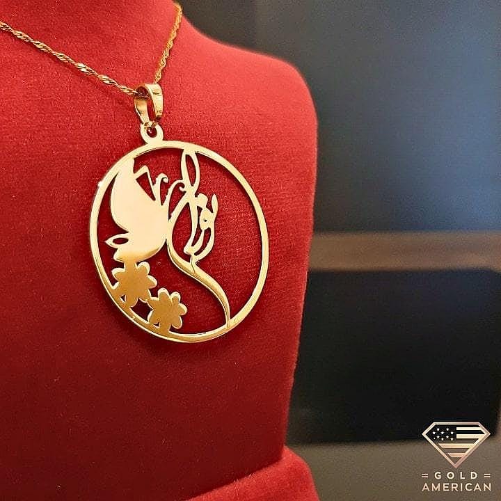 Personalized Pendant on a red velvet jewelry display