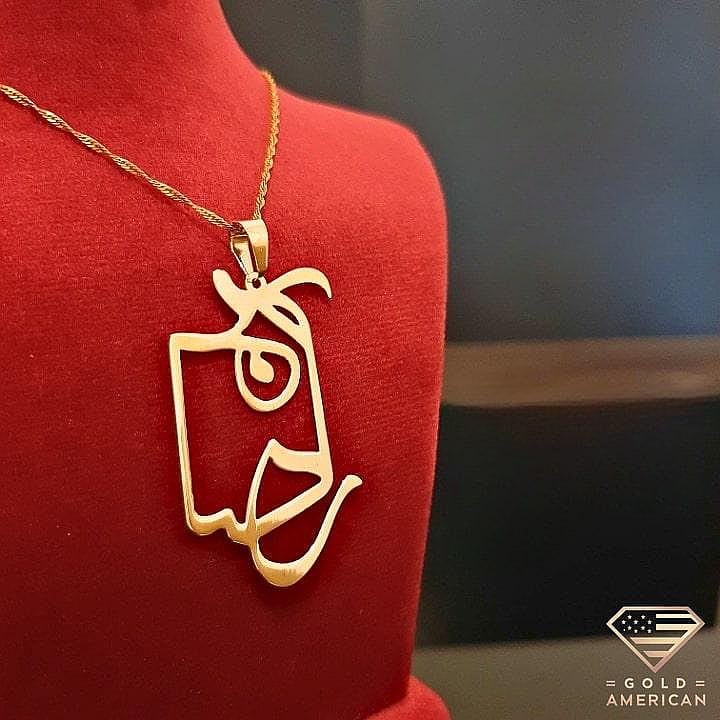Personalized Pendant on a red velvet jewelry display