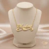 Gold Name Necklace with Two Tiny Hearts