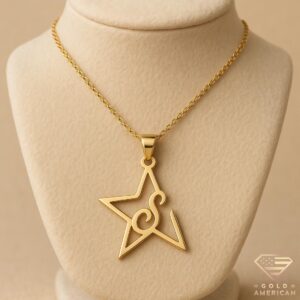 Gold Star initial necklace