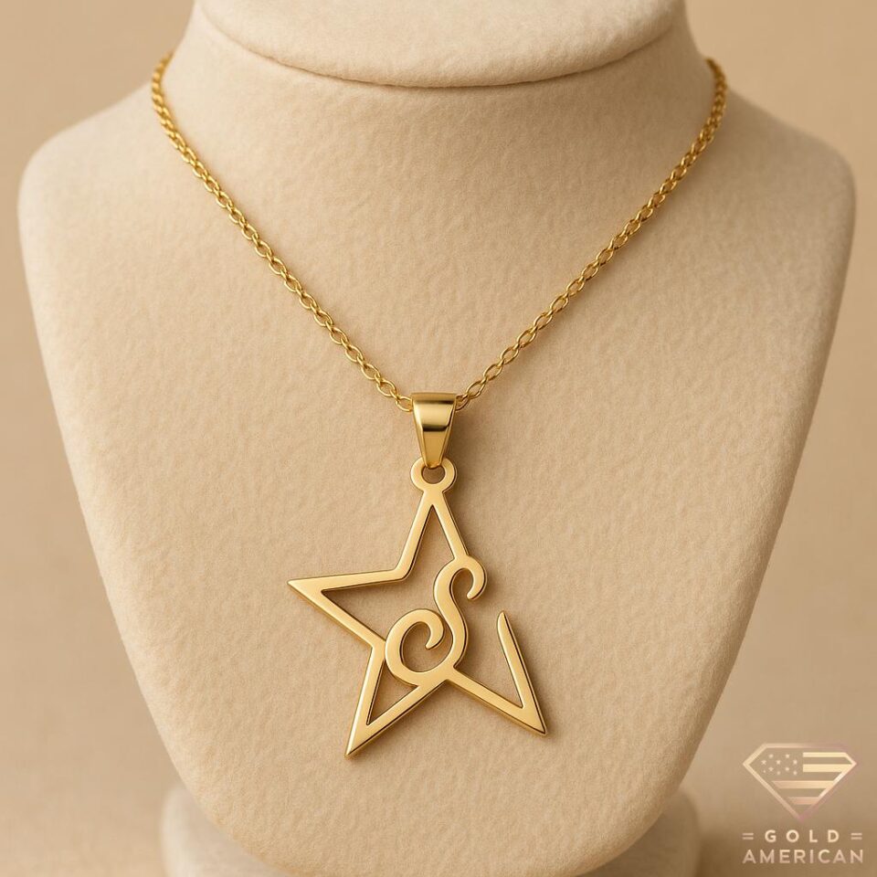 Gold Star initial necklace
