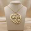 Gold Heart Name Necklace with Initials