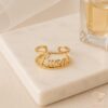 Parallel Poise Gold Name Ring Luna