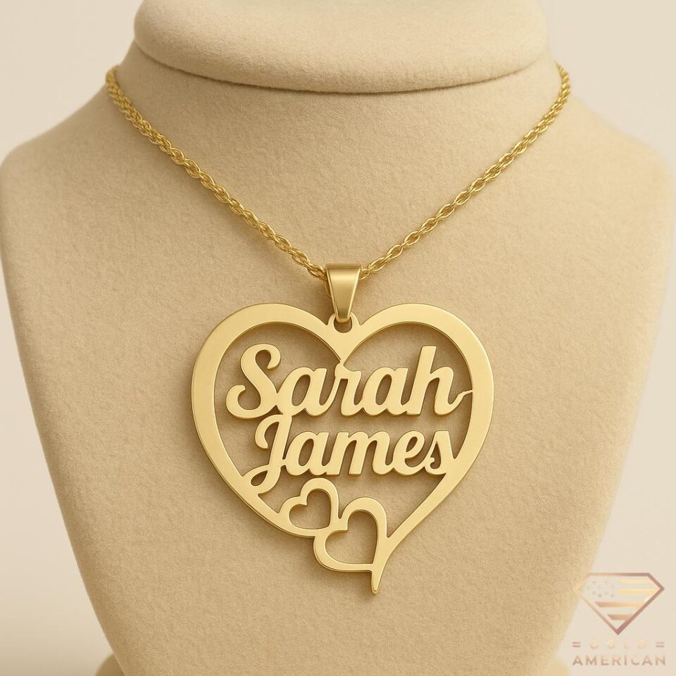 Personalized Heart Necklace with Two Names
