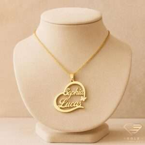 Side-by-Side Heart Gold Pendant Sophia and lucas