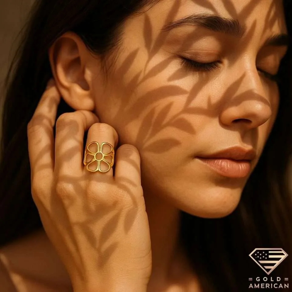 Sunpetal Flower Gold Ring Olive-branch Tuck