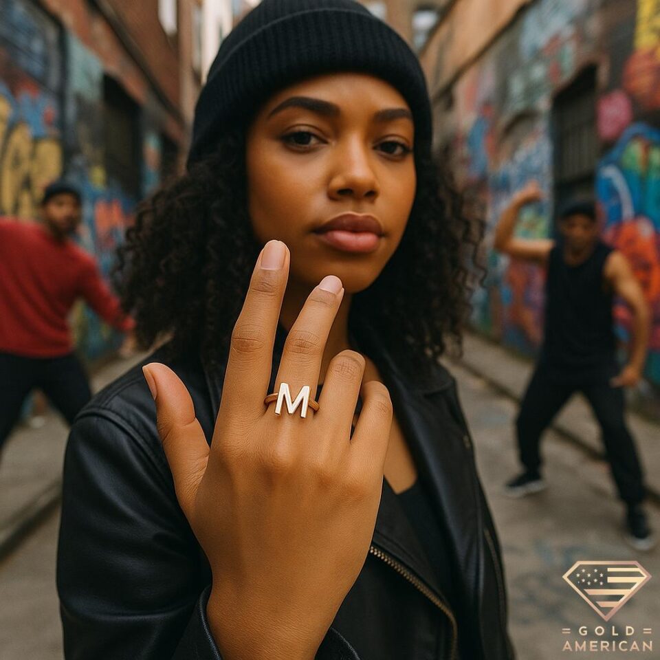 Kingscript Gold Initial Ring M