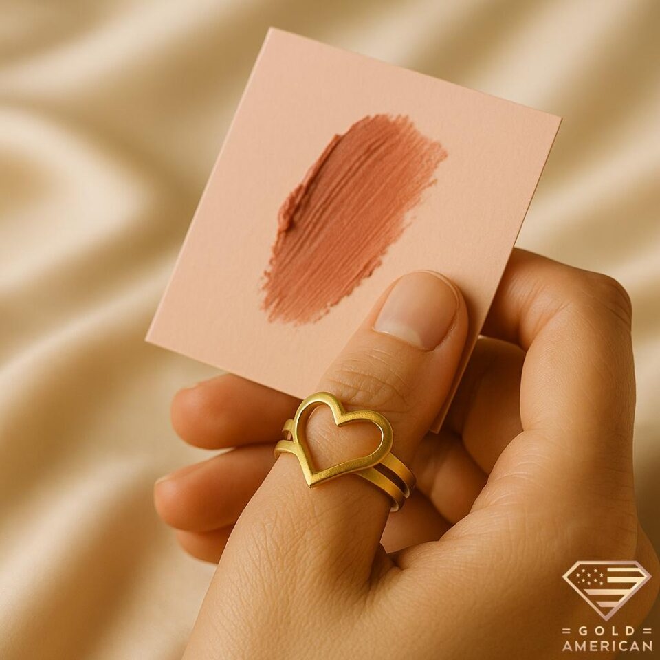 Soft Heart-shaped Gold Ring Lipstick Card Match