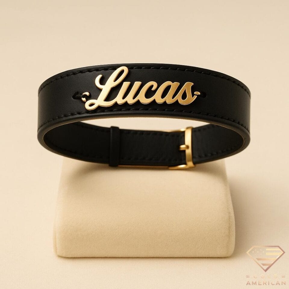 Classic Script Leather Gold Bracelet Lucas