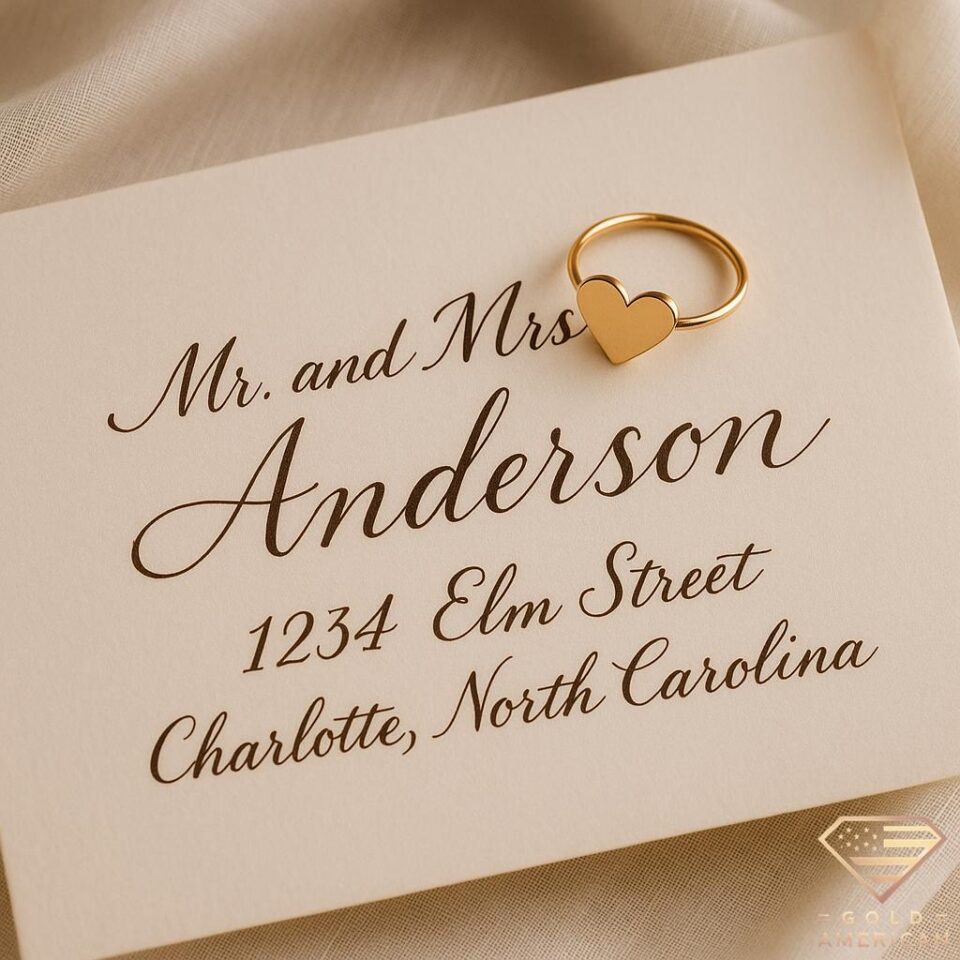 Dear Heart Gold Ring Envelope Info
