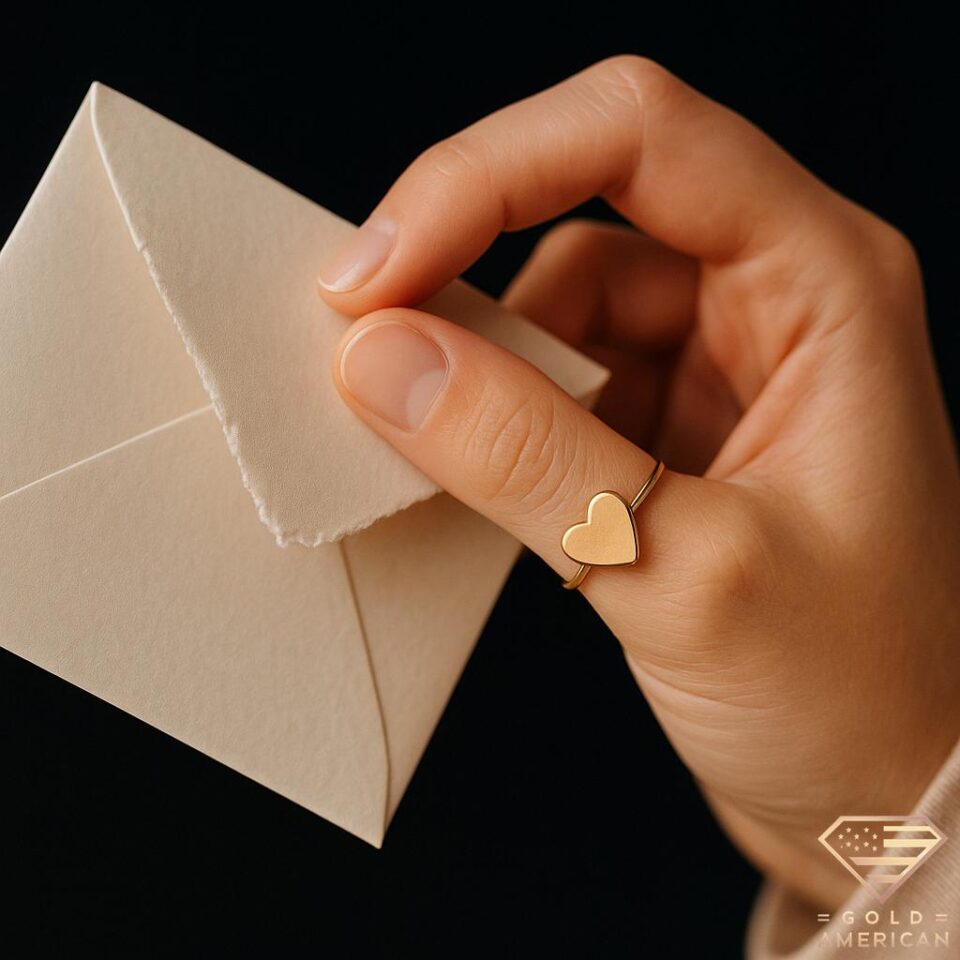 Dear Heart Gold Ring Hand Holding White Envelope