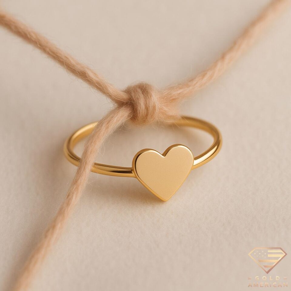 Dear Heart Gold Ring Twine Ring