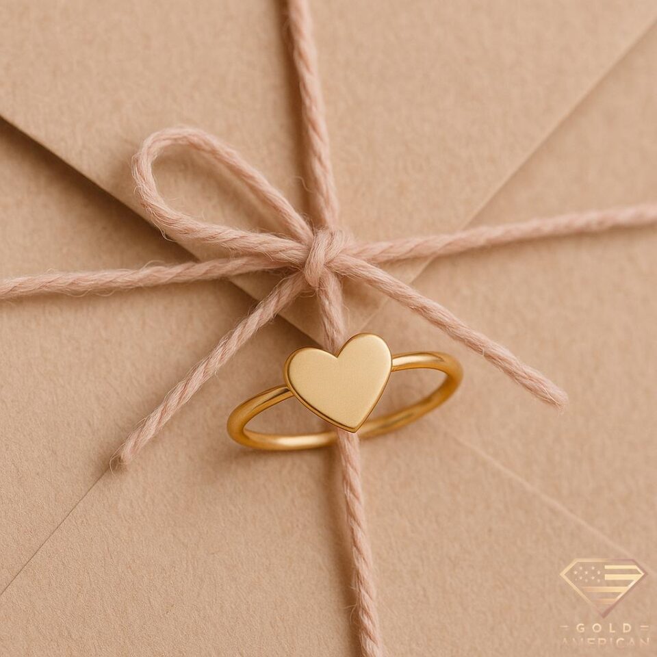 Dear Heart Gold Ring Twine Ring Envelope