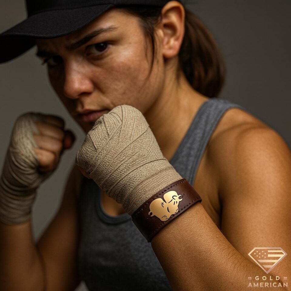 Golden Knockout Leather Gold Bracelet