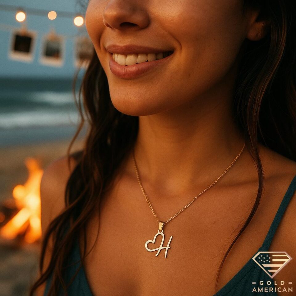 Heart's Signature Initial Gold Pendant
