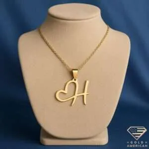 cable chain initial necklace 14k