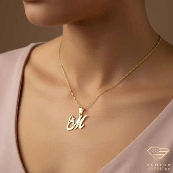 Initial Necklace with a Butterfly Model