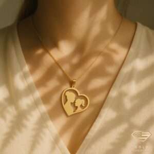 Lullaby Mother Daughter Gold Pendant Pressed Leaf Silhouettes Lullaby Mother & Daughter Gold Pendant Pressed Leaf Silhouettes