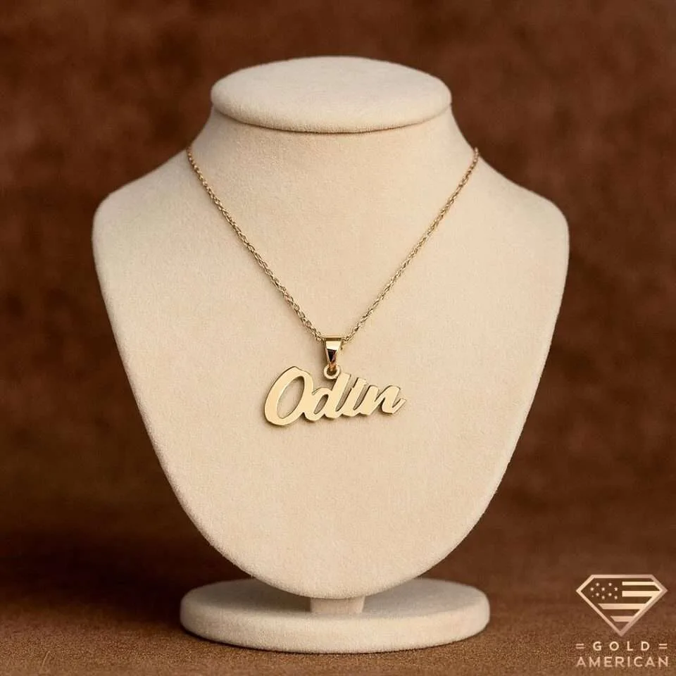 Odin's Mark Gold Name Pendant Mannequin