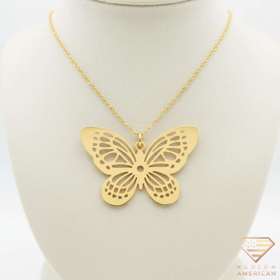 14k gold butterfly necklace