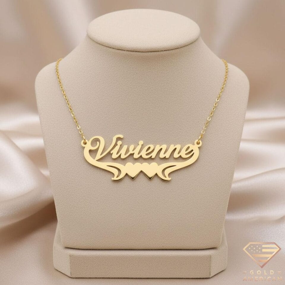Double Heart Embrace Gold Pendant Vivienne