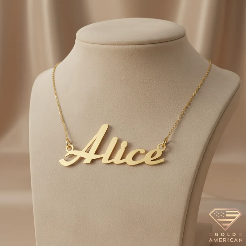 Expressive Gold Name Pendant Alice