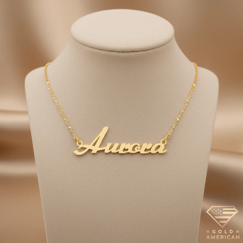 Expressive Gold Name Pendant Aurora
