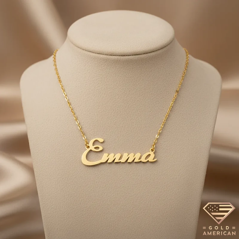 Expressive Gold Name Pendant Emma