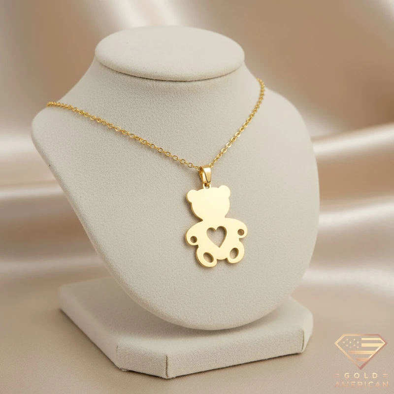 Heart Bear Gold Necklace