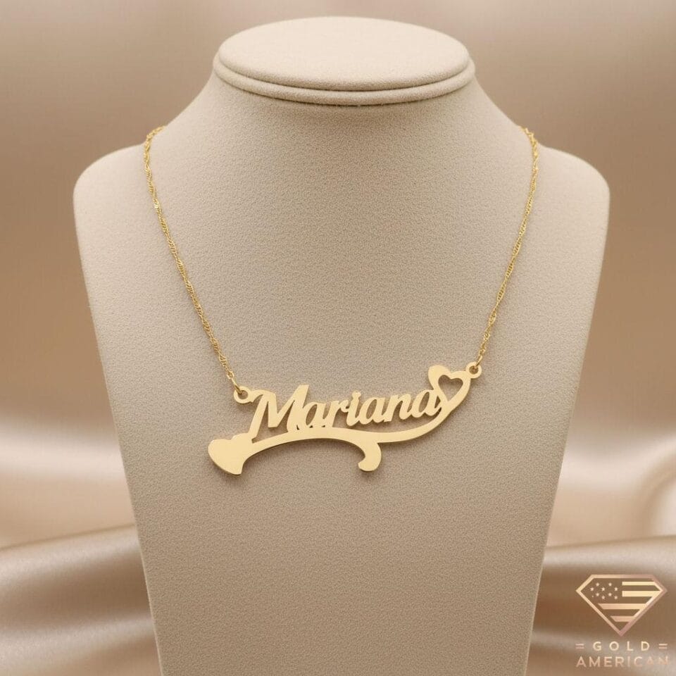 Heart-Bound Gold Name Pendant Mariana