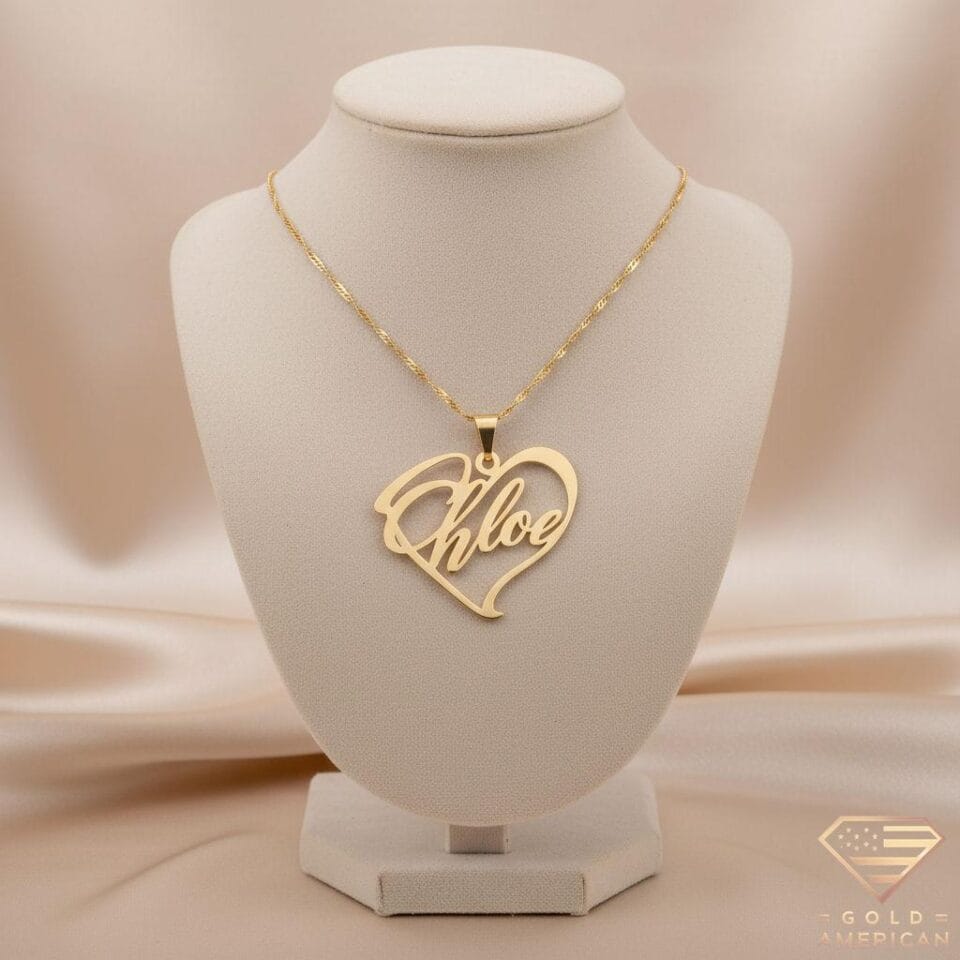 Heart-Shaped Gold Name Pendant Chloe