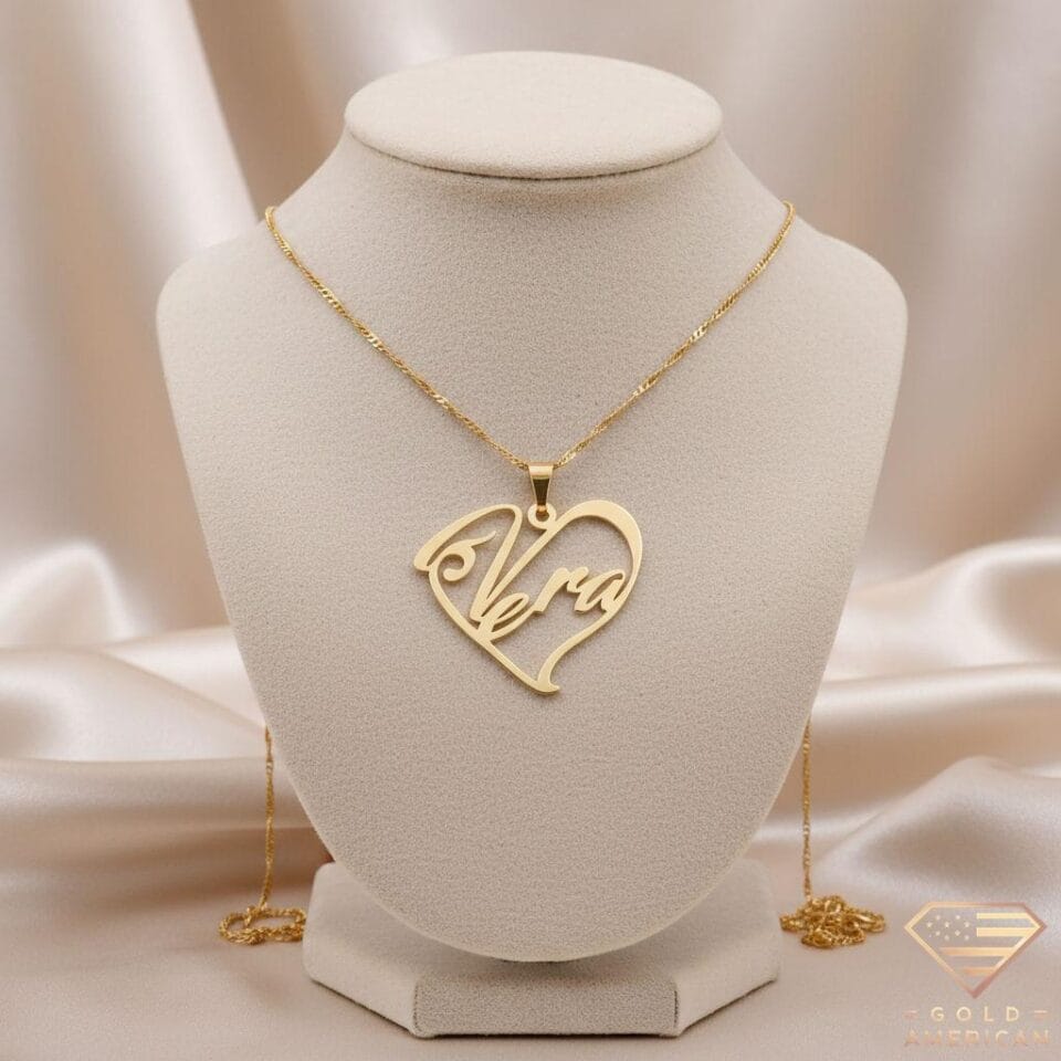 Heart-Shaped Gold Name Pendant Vera