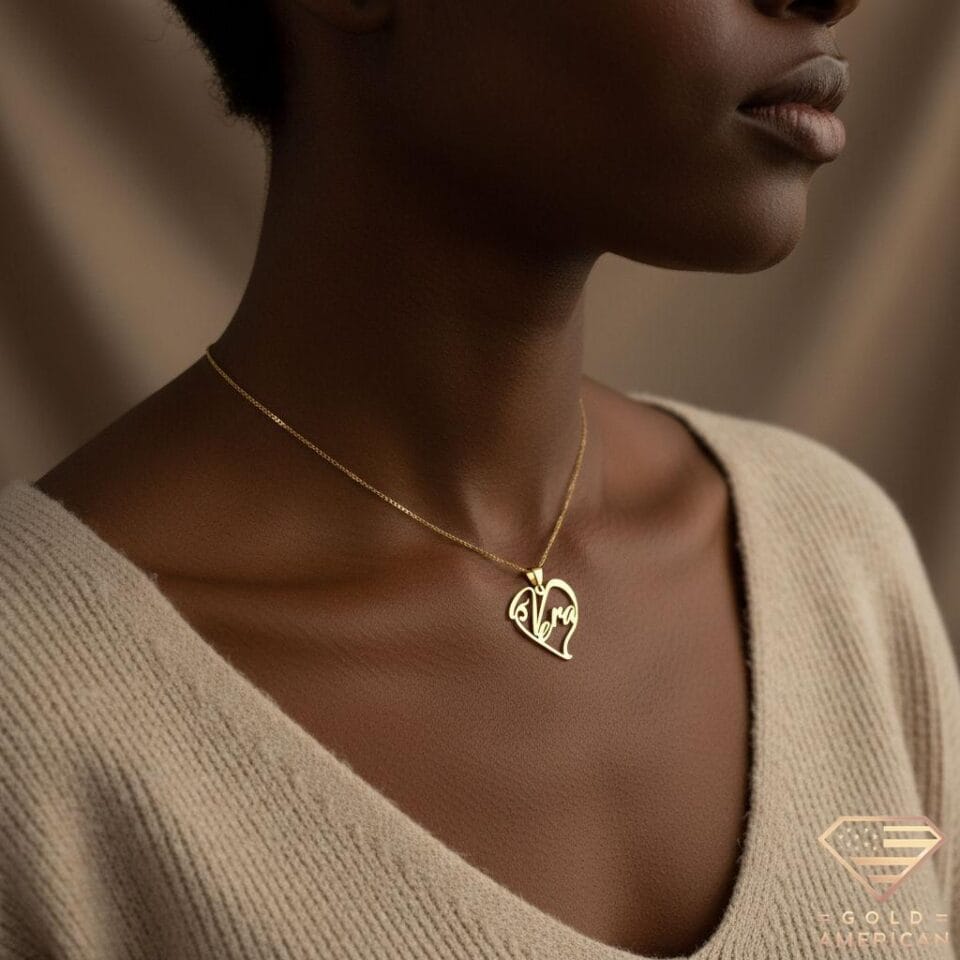 Heart-Shaped Gold Name Pendant Vera Model
