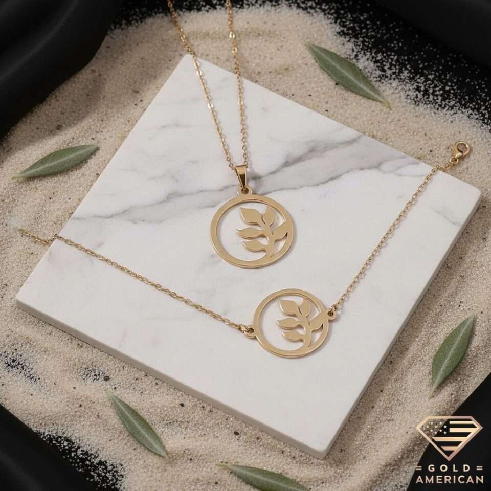 Leaf Gold Set necklace bracelet