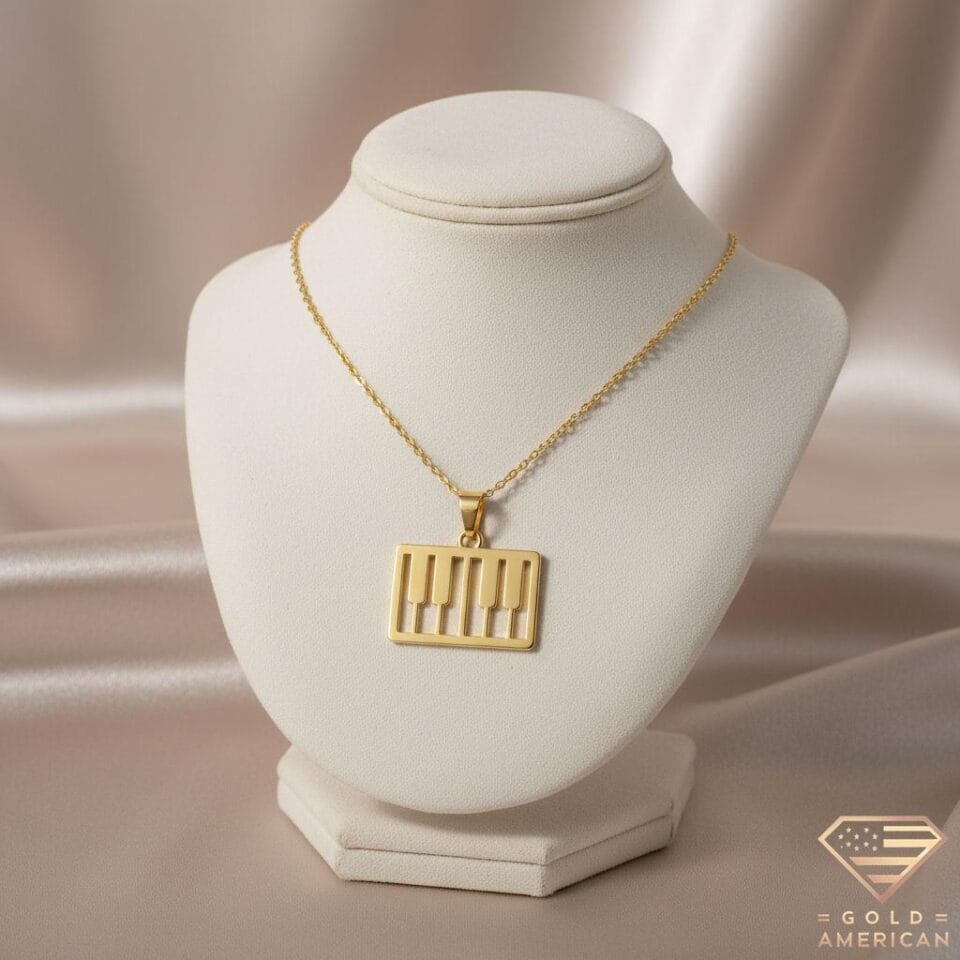 Little Maestro Piano Keys Gold Pendant