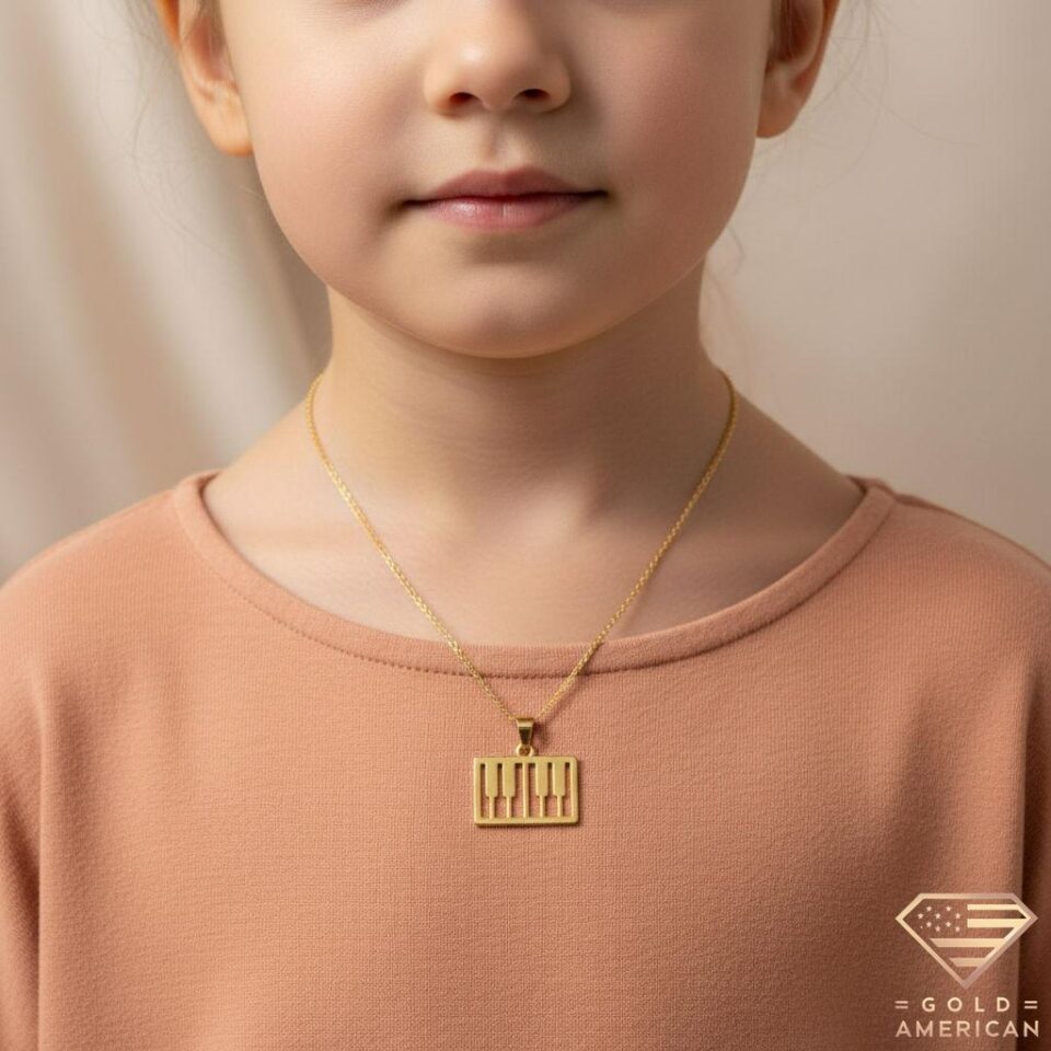 Little Maestro Piano Keys Gold Pendant Model